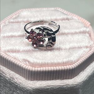 Artisan Pink Cluster Flower Moon Ring